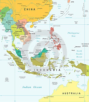 Southeast Asia - map - illustration.