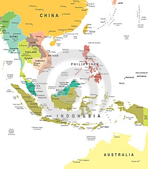 Southeast Asia - map - illustration.