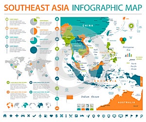 Southeast Asia Map - Info Graphic Vector Illustration