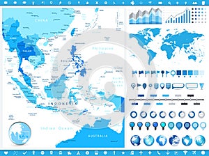 Southeast Asia Map and infographic elements