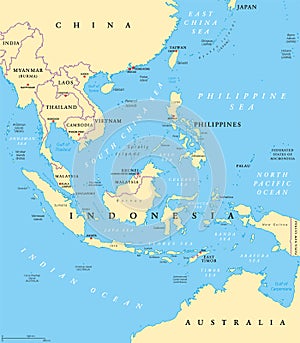 Southeast Asia, political map