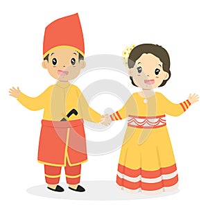 Southeast Sulawesi Children. Indonesian Children Cartoon Vector