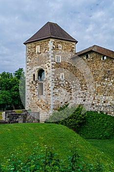 Southeast view of the Pentagonal Tower at the Ljubljana castle in Slovenia