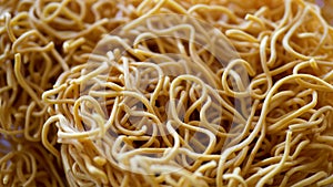 Southeastern Yellow Rice Noodles Scattered On Plate Rotating