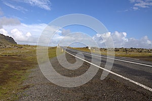 Southerm Iceland landscape with a road