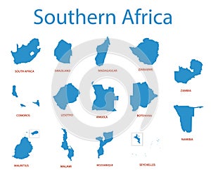 Southern africa - maps of territories - vector