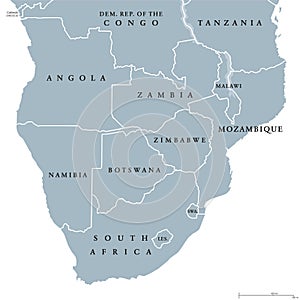 Southern Africa political map photo