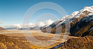 Southern Alps Mountain Range In New Zealand