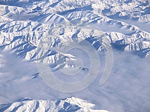 Southern Alps of New Zealand from above.