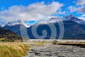 The Southern Alps, New Zealand, from the Dart River valley