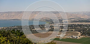 Southern basin of the Sea of Galilee, Lake Tiberias, Kinneret or Kinnereth, a freshwater lake in Israel