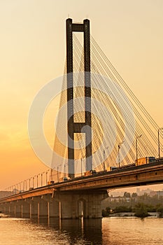 Southern bridge in Kiev at sunset