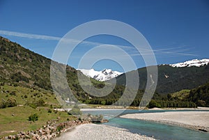 Southern Chile mountains landscape view with lake General Carrera