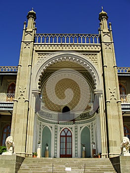 Southern facade of Vorontsov palace, Alupka, Crimea