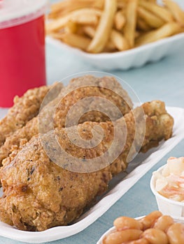 Southern Fried Chicken With Fries