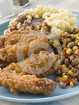 Southern Fried Chicken Wings with Mash Potato