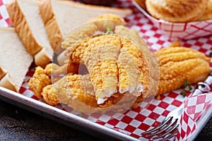 Southern fried fish with toast photo