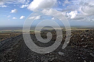 Southern Iceland landscape with gravel road to nowhere