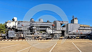 Southern Pacific 771, a vintage 1912 locomotive on display in Grapevine, Texas.