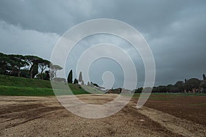 Southern part of Circo Massimo in Rome. Circus maximus was the biggest chariot racing stadium in ancient rome between aventine and photo