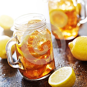 Southern sweet tea in a rustic jar