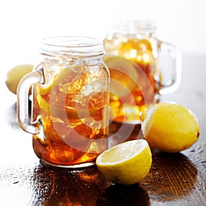 Southern sweet tea in a rustic jar