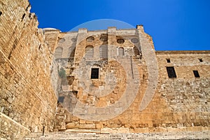 The Southern Temple Mount Wall at the Double Gate area in old city Jerusalem