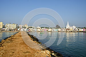 Southest India city Kanyakumari panorama