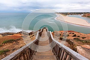 The Southport stairs at sunrise located in Port Noarlunga South Australia on december 14th 2020