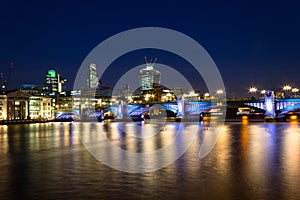 Southwark Bridge Nightscape and the City photo