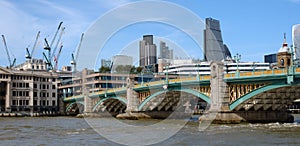 Southwark bridge and river Thames in London