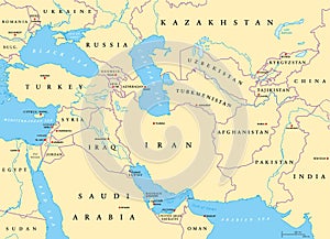 Southwest Asia political map photo