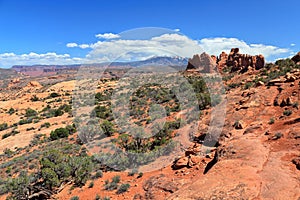 Southwest Deser Landscape and Rock Formations in Windows Section, Arches National Park, Utah,