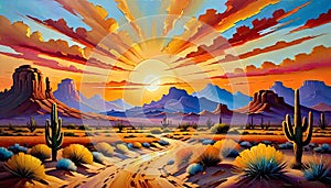 Southwest desert colorful evening clouds sunset peaceful