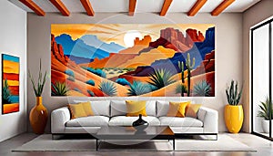 Southwest desert interior wall mural decoration wallpaper