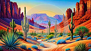 Southwest desert saguaro cactus evening sunset peaceful color