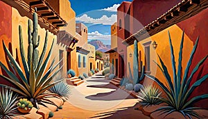 Southwest desert spanish neighborhood narrow road path stucco home