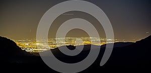 Southwest Landscape Red Rock Hills Downtown Las Vegas at night