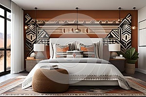 Southwestern Desert Warmth: Cozy Ambiance Modern Bed Room in Darker White Tones