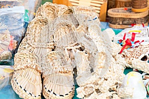 Souvenir bast shoes woven from bast