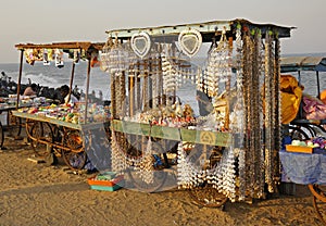 Souvenir cart on the beach in Pondicherry