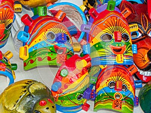 Souvenir colourful wooden masks Devil Huma