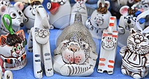 Souvenir figurines of cats and other animals in the gift shop