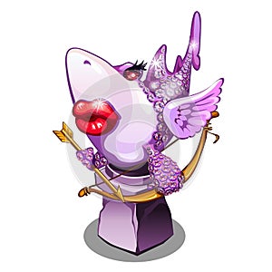 A souvenir in the form of a shark in love, inspired by love, isolated on white background. Statuette in the form of