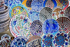 Souvenir and gift ceramic plates in Ottoman style patterns