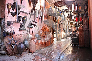 Souvenir lamp shop in the medina