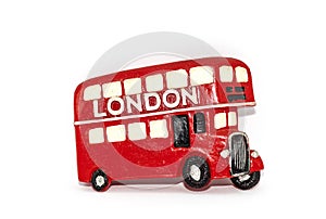 A souvenir magnet with the London bus