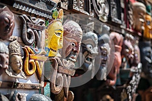 Souvenir masks at Nepal market