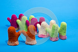 Souvenir mittens from felted wool