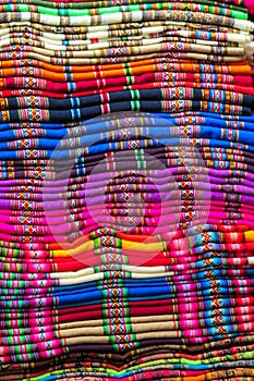 Souvenir quechua colorful traditional textil photo